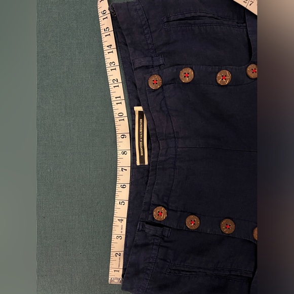 Daughters of the Liberation Blue Wide-Leg 100% Linen Trousers w/ Sailor Buttons - Picture 5 of 8